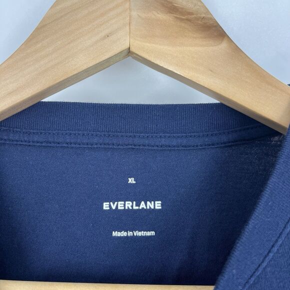 Everlane Tee Size XL Navy Organic Cotton Boxy Crop T Shirt Tee Minimalist Basic - Picture 3 of 7